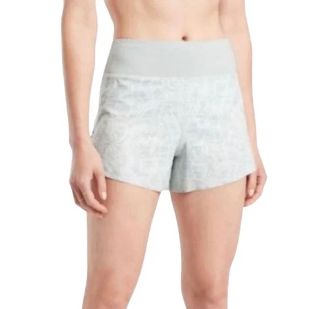 Athleta Printed Run With It 3.5" Short Grey White Abstract Running Womens Small